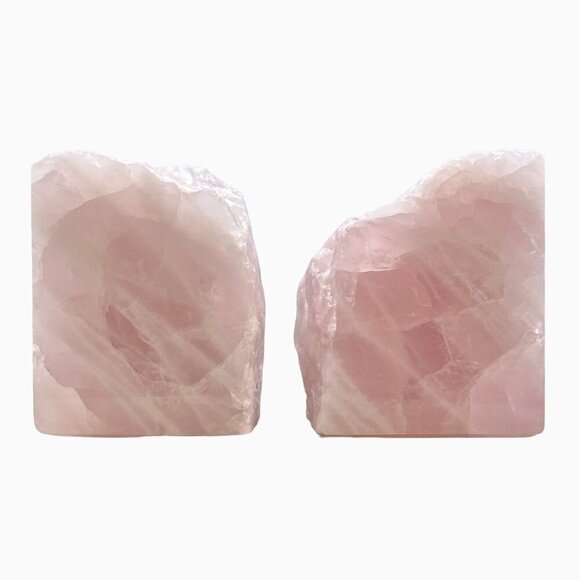 Pink Crystal Bookends Solid Natural Rose Quartz Short Heavy Bookends 6+ lbs (LS) - Picture 2 of 16